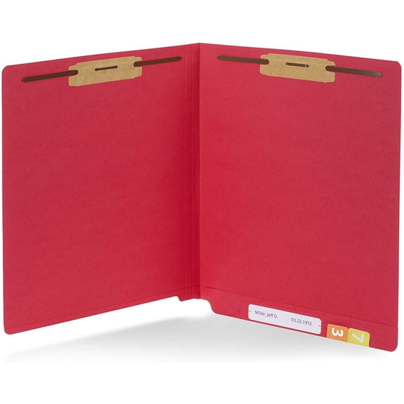 50 Red End Tab Fastener File Folders - Reinforced Straight Cut Tab - Durable 2 Prongs Designed to Organize Standard Medical Files, Receipts, Office Reports, and More - Letter Size, Red, 50 Pack
