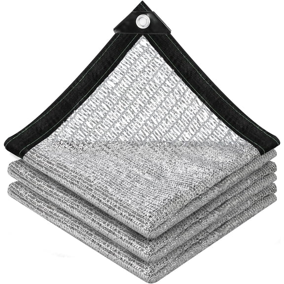 50% Reflective Aluminet Shade Cloth with Grommets, Breathable Aluminum Shade Mesh for Light Cooling & Sun Protection, Outdoor Shade Cover for Patio, Pergola, Garden, RV & Car Shade(12x20FT)