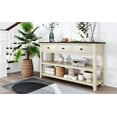 thumbnail image 1 of 50" Retro Console Table with Two Open Shelves for Living Room, Traditional Design Sofa Sidetable with Three Drawers and Bottom Shelf for Entryway Hallway, Buffet Cabinet for Entrance, Restaurant, 1 of 9