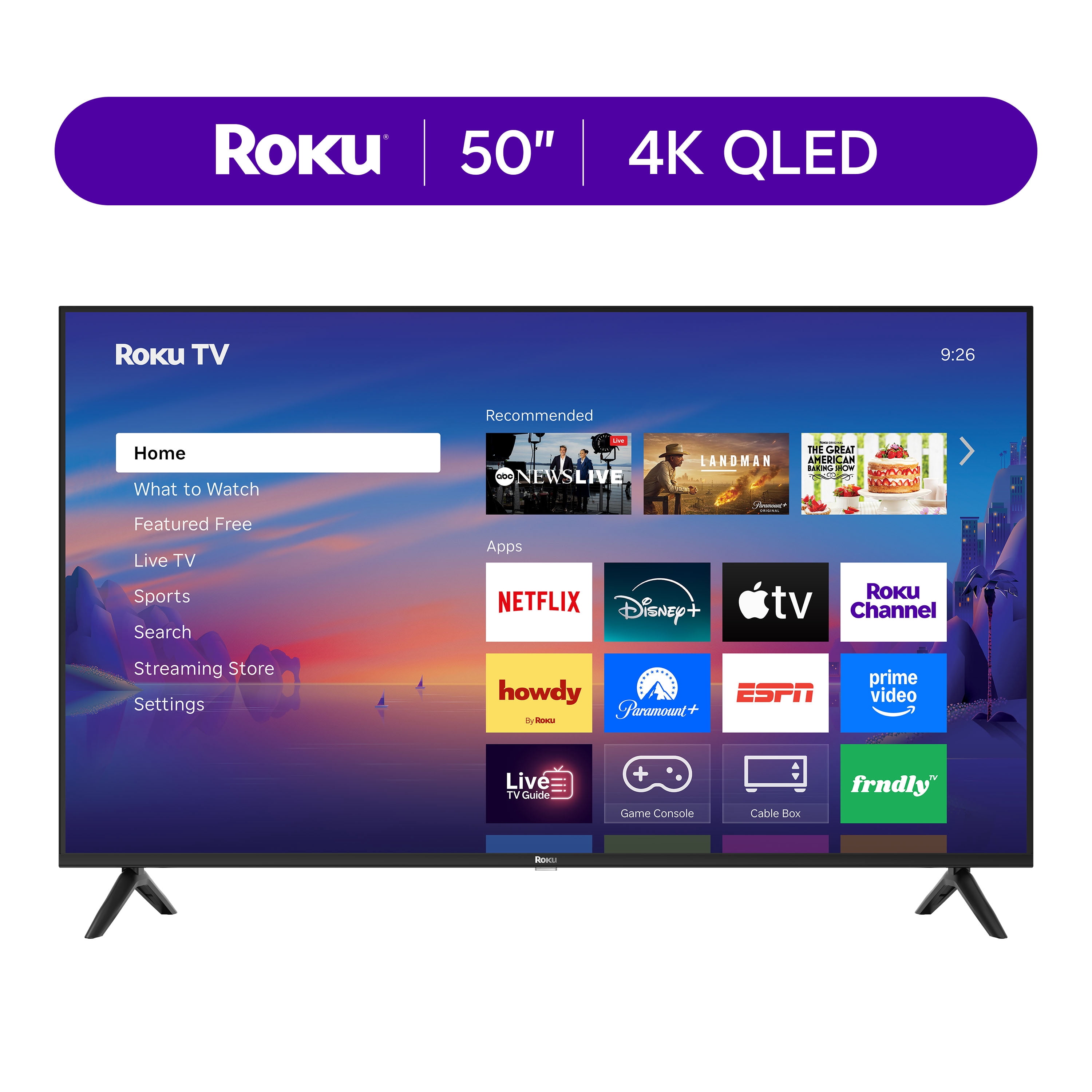 Roku Smart TV 2026  50-Inch Select Series, 4K QLED TV  Roku TV with Voice Remote  Flat Screen QLED TV