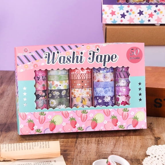 50-Roll Aesthetic Washi Tape Set, Decorative Craft Tape for Scrapbooking & DIY