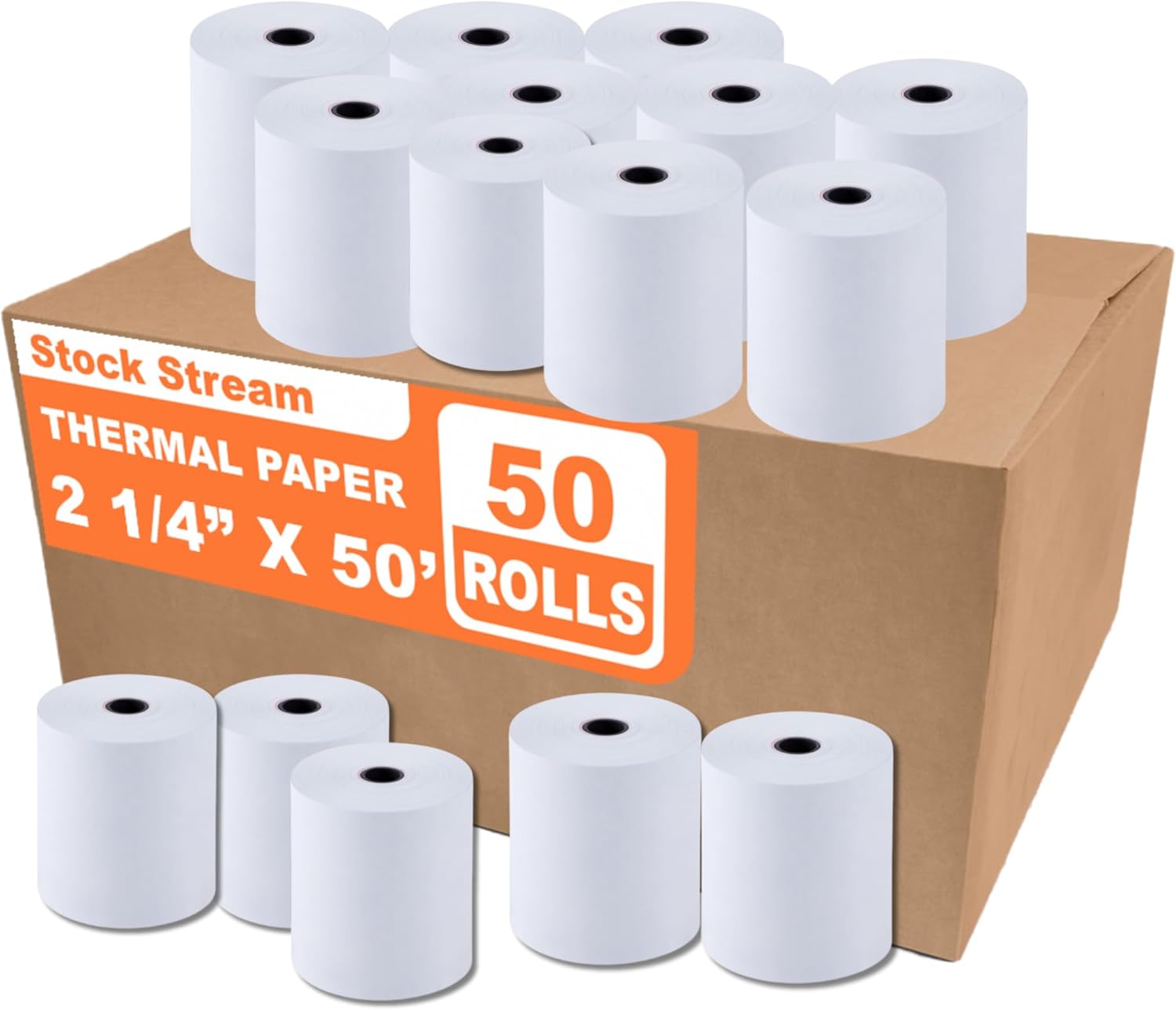 (50 Rolls) 2 1/4 x 50 Heavy Duty Thermal Paper Receipt Rolls BPA Free