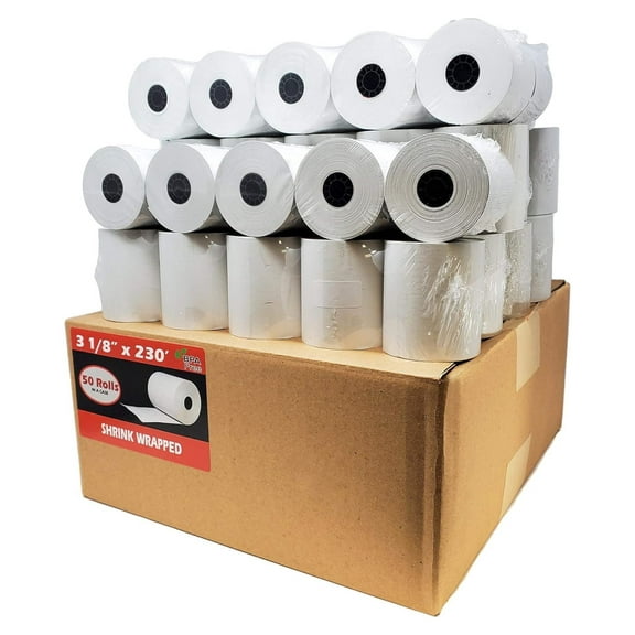 (50 Rolls) 3 1/8 x 230 Thermal Paper Receipt Rolls (55 GSM - Honeycomb ) Fits All POS Cash Registers Printers BPA Free - MYXIO