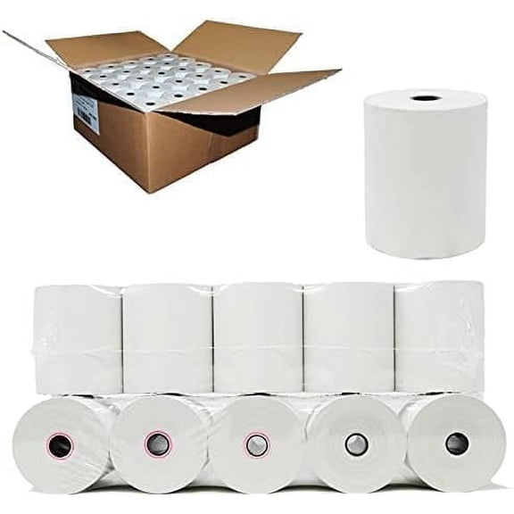 (50 Rolls - 49 GSM) 3 1/8 x 230 Thermal Paper Receipt Rolls (Actual Length 200-230 feet) fits all Clover POS Cash Register Printers, Star Micronics SCP700 TSP100 TSP300 TSP400