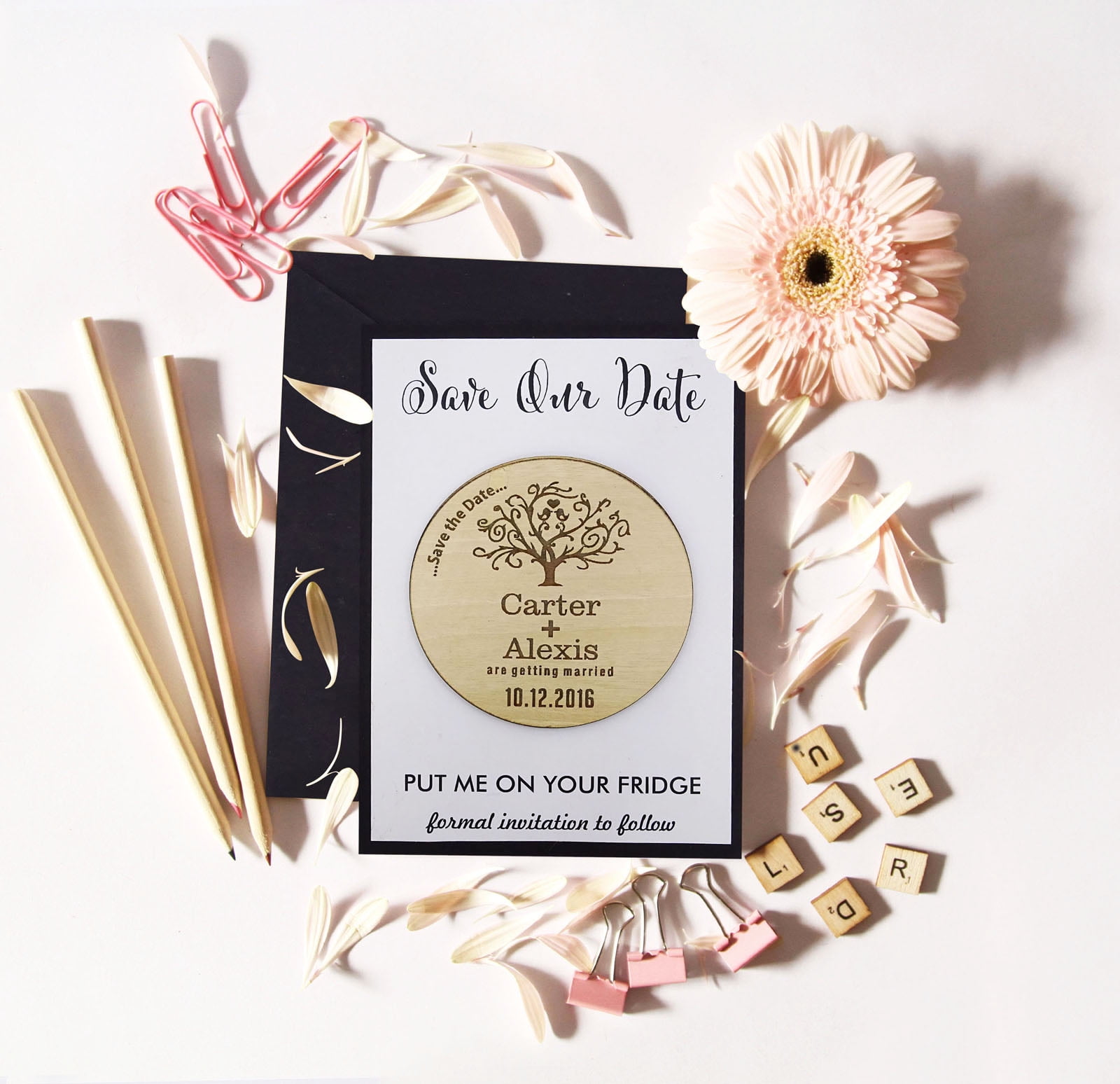 50 Rustic Wedding Save the Date Magnets Wooden Engraved Magnet ...