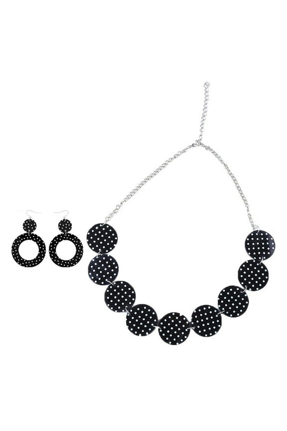 50'S Design Earrings and Necklace Set Dangle Earrings for Birthday Halloween Black