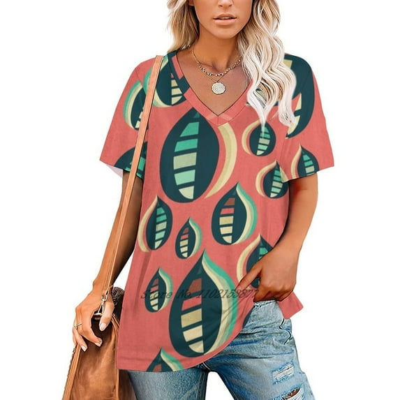 50'S Floral Pattern Iii Women Print T-Shirt Summer Casual Tops Streetwear T Shirt Boho Ladies Top Pattern Vintage Floral Nature