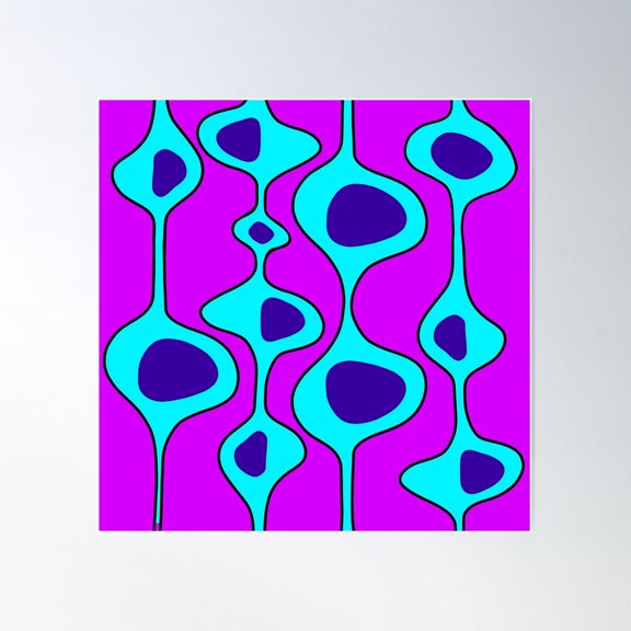 50'S Style Blobs 2.0 Poster Wall Art, Modern Wall Decor For Living Room Bedroom, 24x24 UNFRAMED