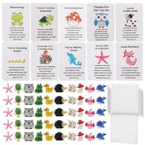 50 SETS Employee Appreciation Present Bulk Mixed Animal and Inspirational Note Card Bulk Resin Duckling Starfish Mushroom for Teacher Office
