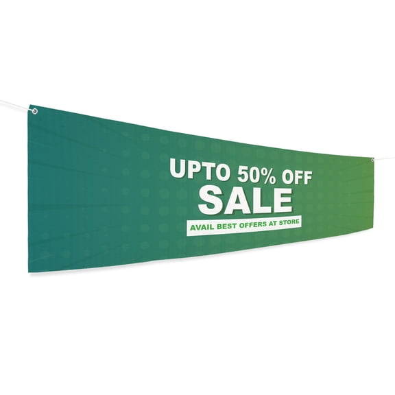 50 Off Sale Banner Large (6Feetx2Feet) By Dreamcontroller | Wall Outdoor Banner Signs With Pre-Punch Holes For Easy Rope Hanging For Business Office Events | Made In Usa | Fast Delivery | Hd Print