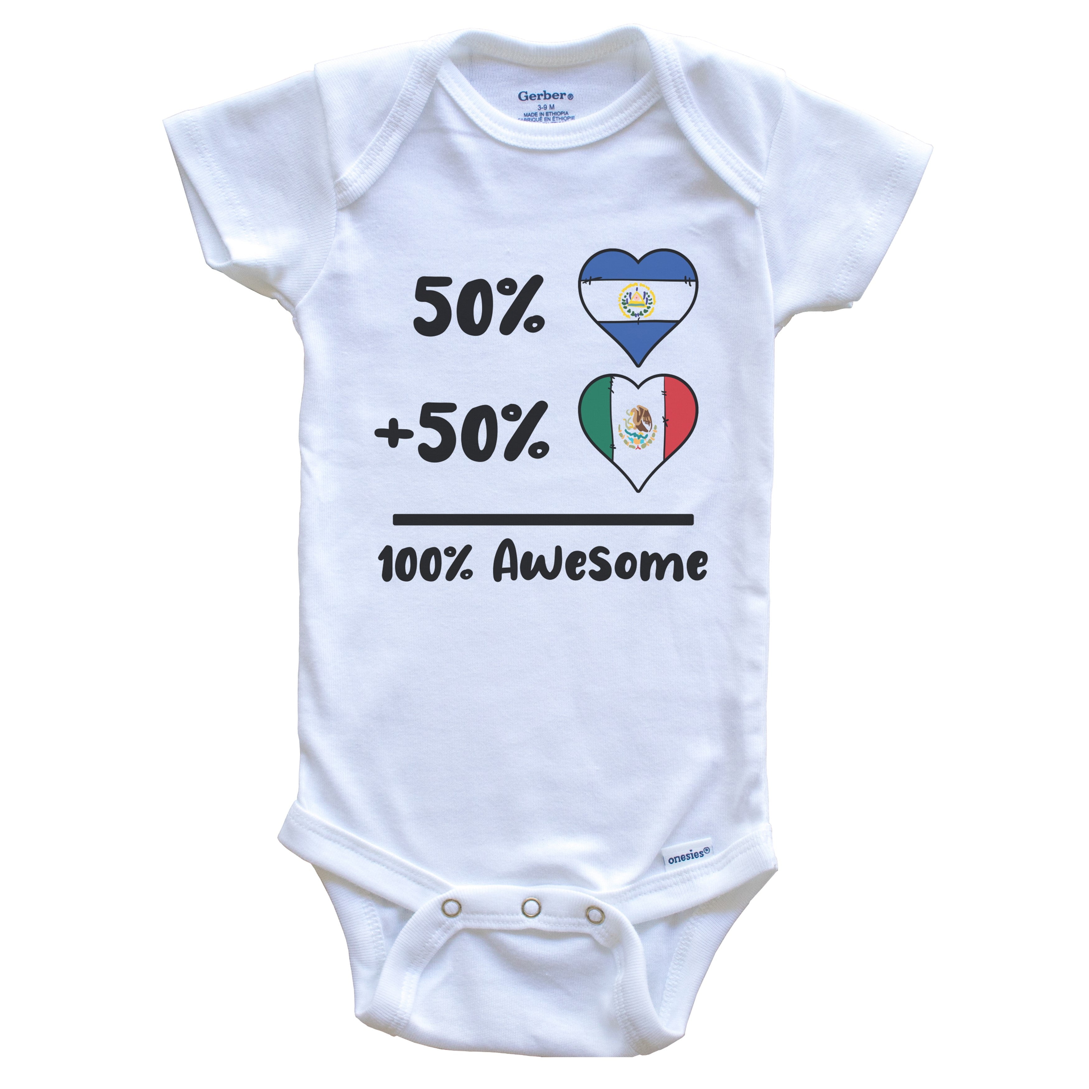 El Salvador Plus Honduras Equals Awesome Cute Salvadorian Honduran Flags  One Piece Baby Bodysuit