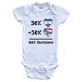 thumbnail image 1 of 50% Salvadorian Plus 50% Puerto Rican 100% Awesome El Salvador Puerto Rico Heart Flags Baby Bodysuit, 1 of 4