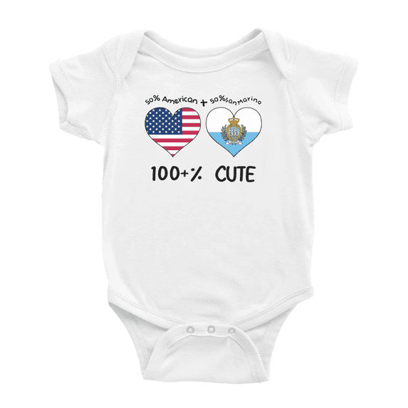 50% San Marino + 50% American = 100+% Cute Baby Bodysuits Newborn Clothes (White, 12-18 Months)