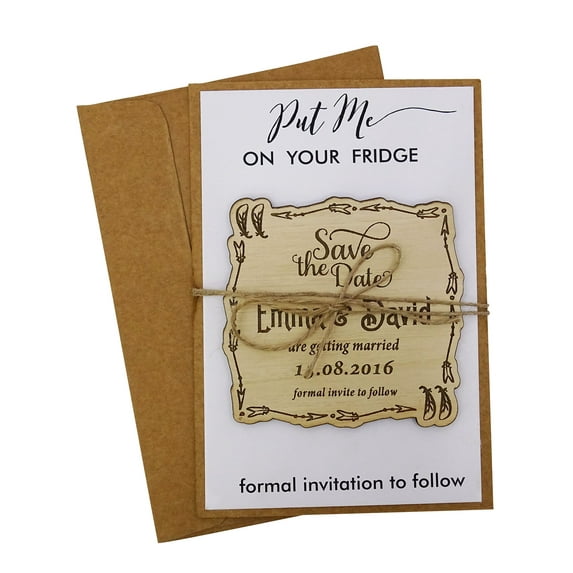 50 Save the Date Wooden Magnet Custom Engraved Wooden Magnet Rustic Wedding Announcements Idea