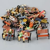 50 Seated Standing Model People Passanger Figures+6 Bench Train Railway Layout