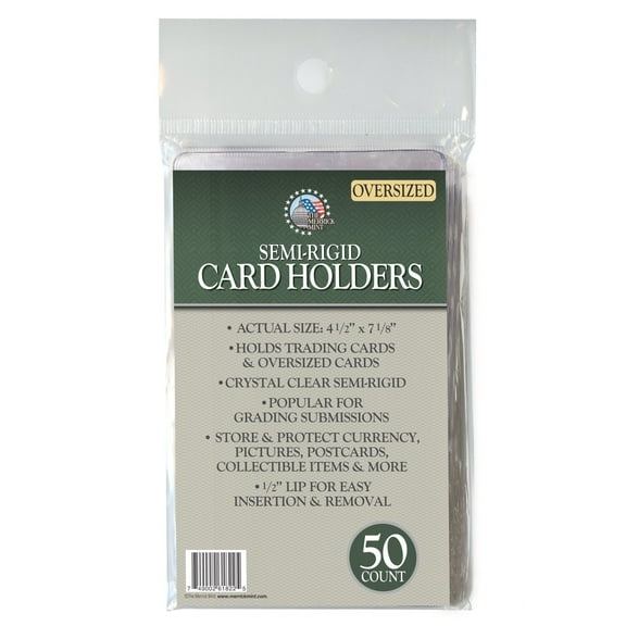 OVERSIZED Semi-Rigid Card Holders Save & Protect PSA SGC Grading NEW - 50 Count