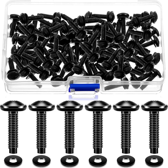 50 Set 10/32 Rack Screws with Nylon Washers Black Stainless Steel Rack Mount Screws for Audio Studio Machine Equipment Server Mounts Hardware Rails