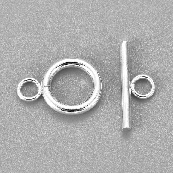 50 Set 304 Stainless Steel Toggle Clasps Silver Ring: 16x12x2mm Hole: 2.5mm Bar: 18x7x2mm Hole: 3mm