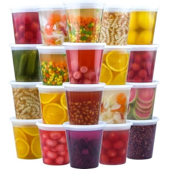 50 Set 32 oz Deli Containers with Lids, Leak-Proof BPA Free Plastic Take Out Bowls, Food Storage Containers for Takeout Meal Prep Storage, Freezer, Microwave & Dishwasher Safe