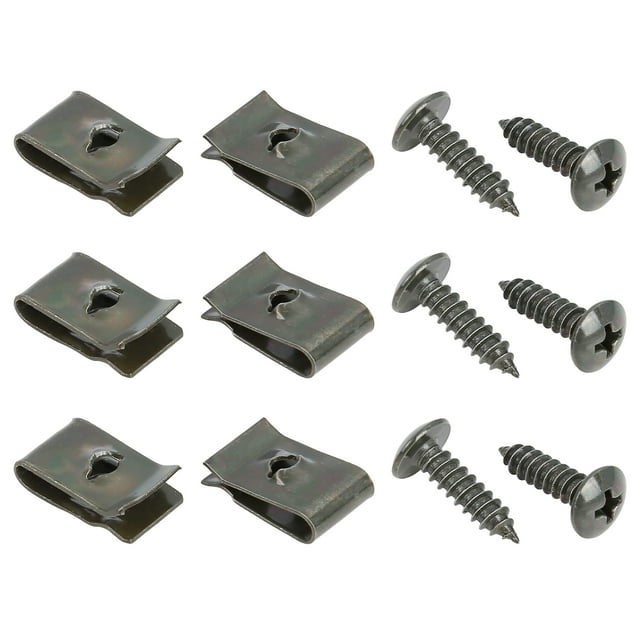 50 Set 4.2x16mm U Clip Screw Assortment Car Clips Fasteners with Screws for Securing Wires and Cables Army Green