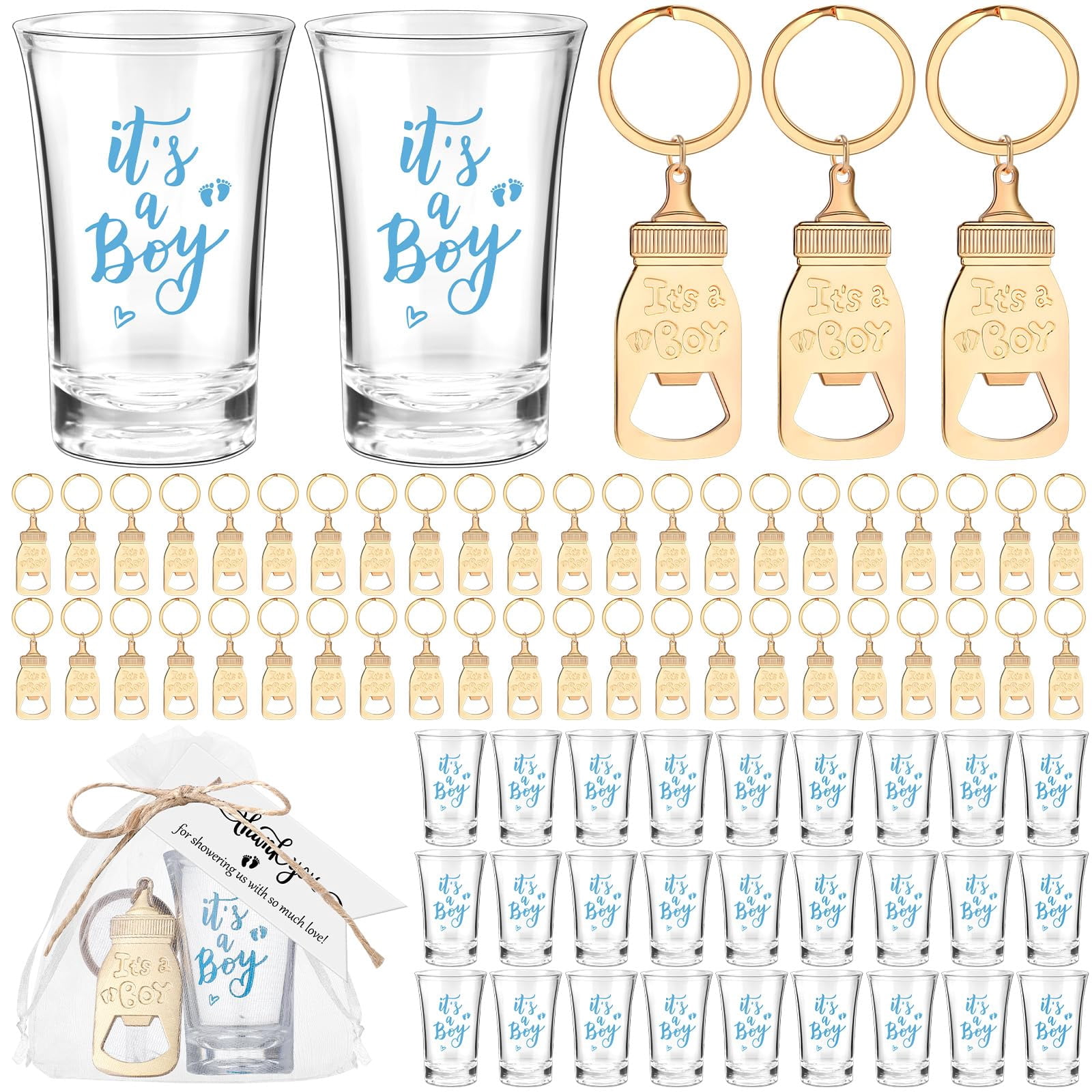 50 Set Baby Shower Favors for Girls Boys Acrylic Shot Glasses Gold ...