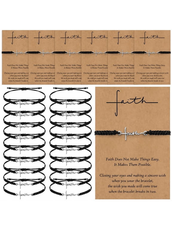 50 Set Bulk Easter Faith Bracelets for Women, Christian Religious Cross Heart Charm Bracelets with Cards & Organza Bags, Church Party Favors Verse Gifts for Baptism Weddings