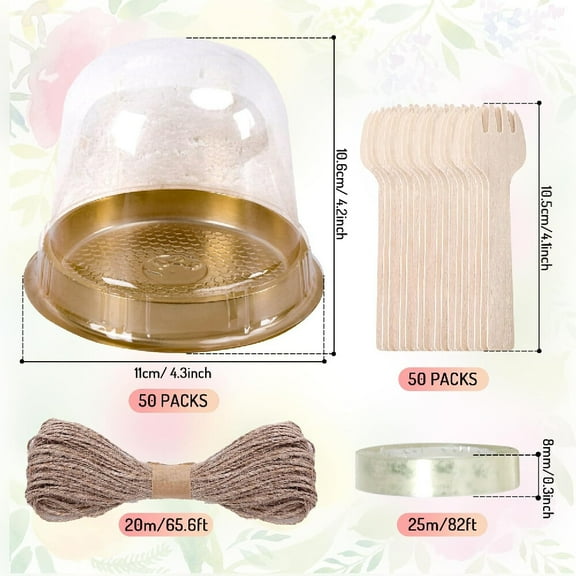 50 Set Disposable Individual Charcuterie Cup Set Clear Plastic Cupcake Container