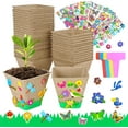 thumbnail image 1 of 50 Set Garden Paper Pot Craft Kit, Biodegradable Seed Starter Pots with Adhesive Foam Stickers and Pots Labels, Seed Starter Pots for Kids Spring Summer Early Graduation DIY Crafts, 1 of 7