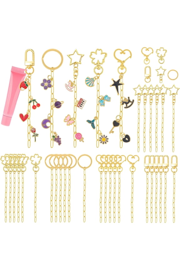 50 Set Keychain Making Kit, 5 Style Metal Keychain Clips with Swivel Snap Hooks, Lobster Clasps, Key Rings & Extender Chains for DIY Crafts, Jewelry, Bags, Keychains & Gift Accessories