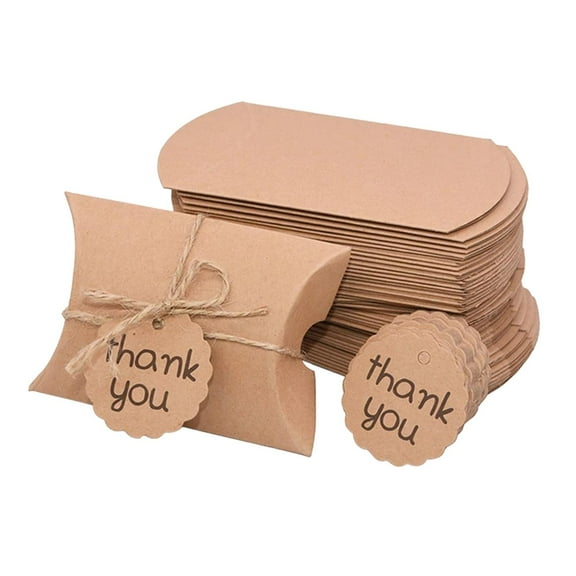 50/Set Kraft Paper Small Candy Box Wedding Wedding Favors Cookies Gift Packing Pillow Shape