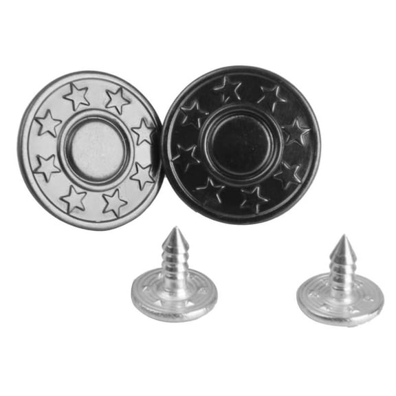 50 Set NO-SEW Metal Star Pattern Tack Snap Jeans Buttons Black 17mm