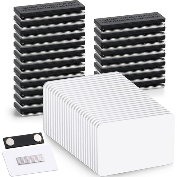 50 Set Name Tags Reusable Name Badge Magnet 3.4 x 2.1'' Blank Magnetic Badge Holder for Personalized Jacket Shirts DIY Kit Office School Supplies