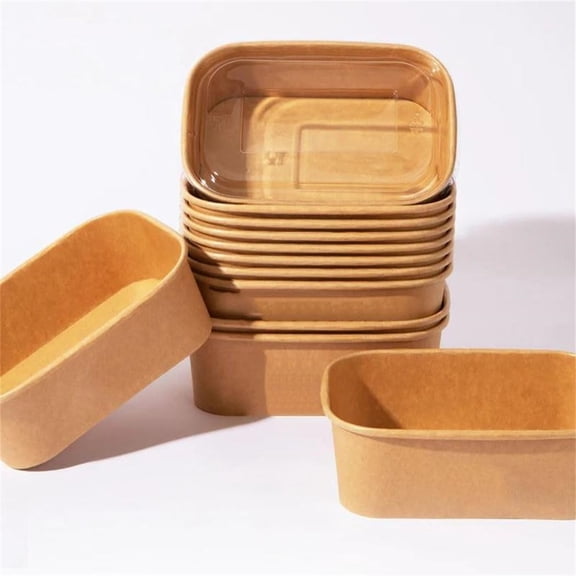 50 Set Paper Food Container With Lidd, Microwave & Freezer Safe Disposable Meal Prep Food Containers For Lunch, Party, Camping