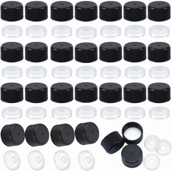 50 Set Plastic Bottle Caps Column Black 26x16mm Inner Diameter: 22mm
