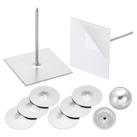 50 Set Self Stick Insulation Pins 2-1/2inch, 1.5 Inch Self Locking Washers Round 7/8 Inch Aluminum Insulation Hangers