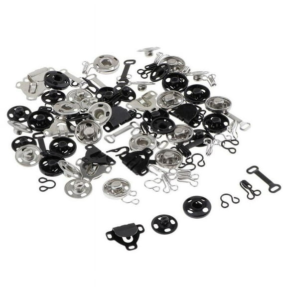 50 Set Sewing Hook Eye Closure Replacement Bra Hooks Press Buttons DIY Craft