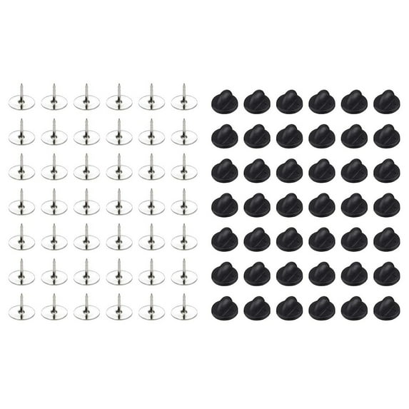 50 Set Tie Tack Blank Pins with Rubber Pin Backs Butterfly Clutch Backings