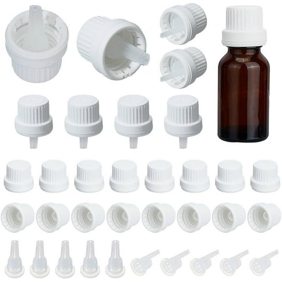 50 Set White 18/415 Tamper Evident Caps Reusable Plastic Replacement Cap Sample Bottle Cap With Orifice Reducer Dropper Bottle Dispensing Caps For Perfume Essential Oils - Inner Diameter 19mm White