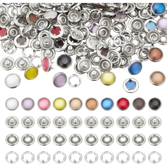 50 Sets 10 Colors Brass Snap Buttons 11.5mm Decorative Snap Buttons Metal Garment Buttons Resin Pearl Snaps Fasteners for Clothes Skirt Popper Studs DIY Sewing Crafts Colorful