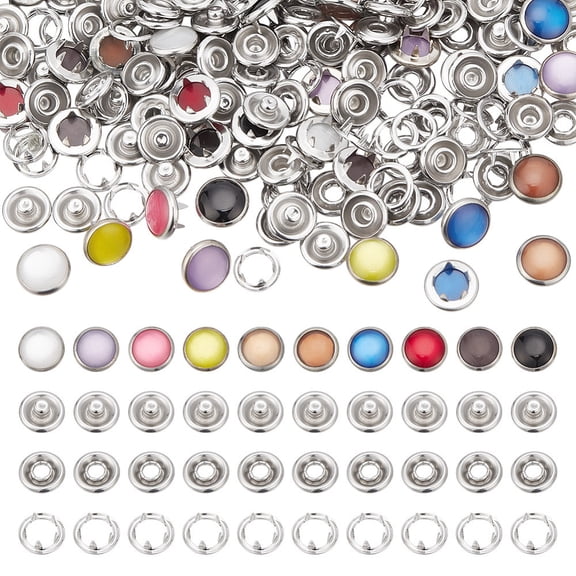 50 Sets 10 Colors Brass Snap Buttons 11.5mm Decorative Snap Buttons Metal Garment Buttons Resin Pearl Snaps Fasteners for Clothes Skirt Popper