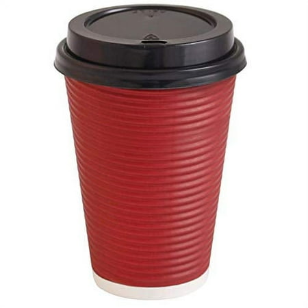 [ 50 Sets 12 Oz] Insulated Disposable Coffee Hot Cups with Lids, Insulated Rippled Double Wall Coffee Cups and Lids, 50 Count, To Go Paper Beverage Cups Hot or Cold Drinks - Posh Setting