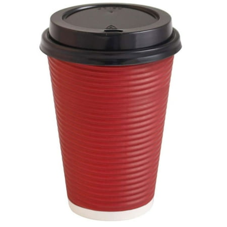 [50 Sets 16 Oz] Insulated Disposable Coffee Hot Cups with Lids, Insulated Rippled Double Wall Coffee Cups and Lids, 50 Count, To Go Paper Beverage Cups Hot or Cold Drinks - Posh Setting