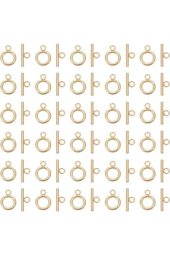 50 Sets 304 Stainless Steel Toggle Clasps Golden Bar and Ring Clasps Neckalce Clasps Jewelry Clasp