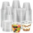 thumbnail image 1 of [50 Sets, 9 oz Clear Plastic Cups With Flat Lids No Hole, Disposable for Ice Cream, Pudding, Cake, Snacks Smoothie, Milkshake, Cold Drinks, 1 of 4