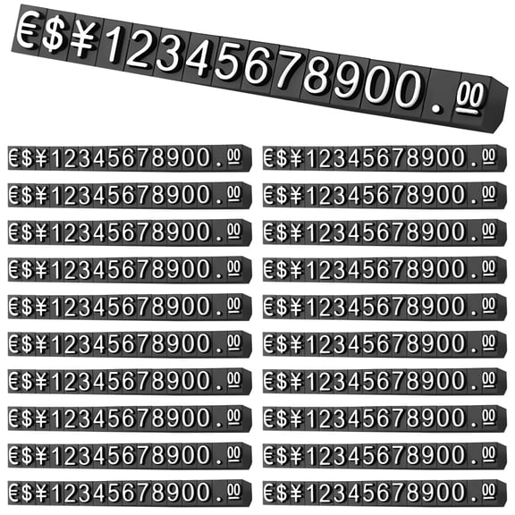 50 Sets Adjustable Retail Number Tags - Black & White Waterproof Price Display Cubes | Detachable Plastic Number Tag Kit for Jewelry Store, Counter & Product Labeling (2.2 Inch Strips)