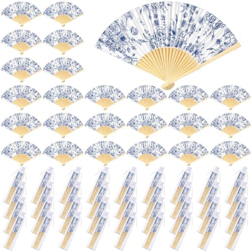 Personalized Wedding Hand Fans – 50 Pack Rose Red Imitated Silk Fans – Engraved Guest Favor For Bridal Shower & Parties