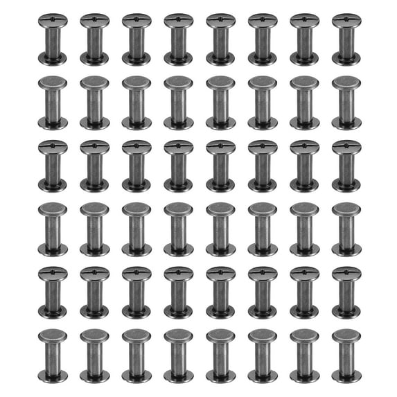 50 Sets Chicago Screws, M5x12mm Nickel Plated Chicago Screw Phillips Binding Post Screw Rivets for Leather, Black