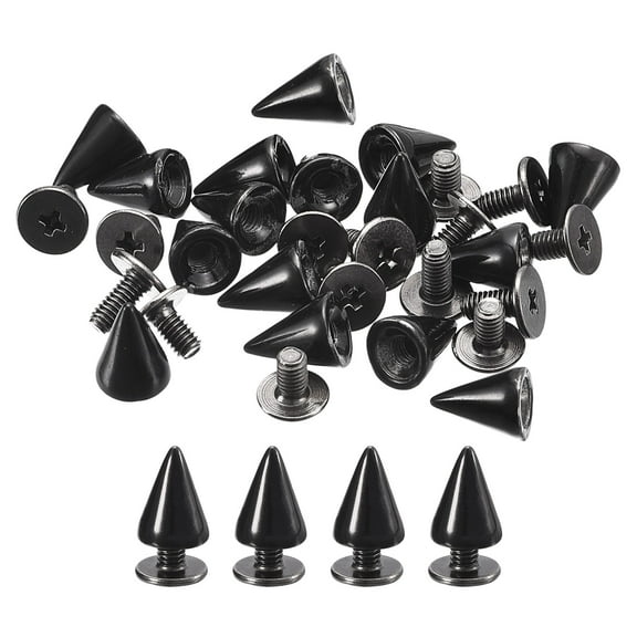 50 Sets Cone Spikes Studs 7x10mm Studs and Spike Screw Back Rivet Black