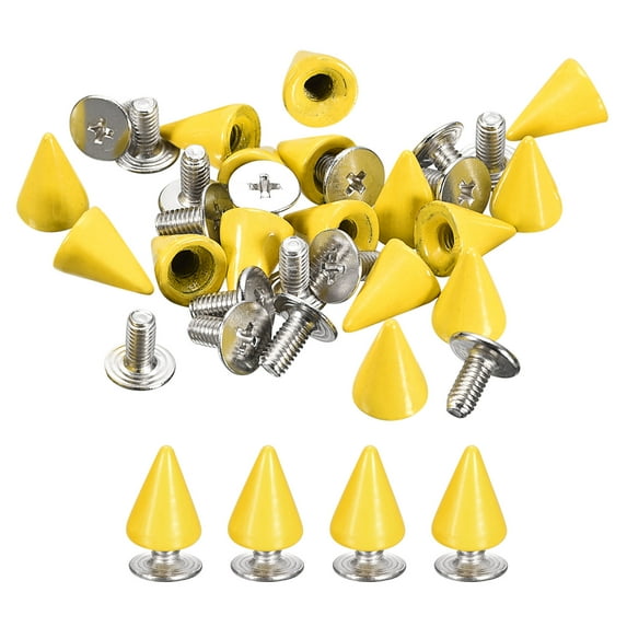 50 Sets Cone Spikes Studs 7x10mm Studs and Spike Screw Back Rivet Yellow