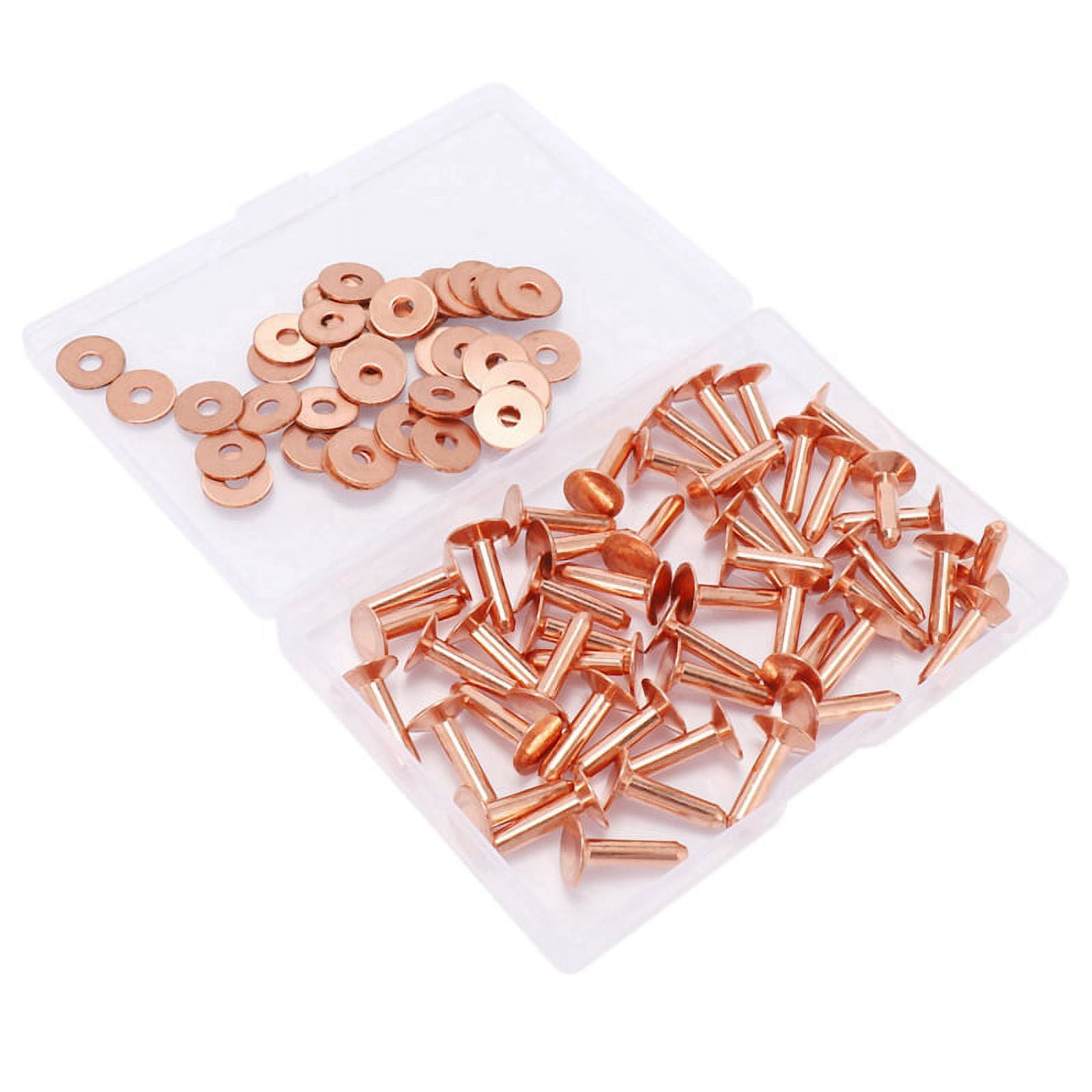 50 Sets Copper Rivets and Burrs, Copper Rivets for Leather for Belts ...